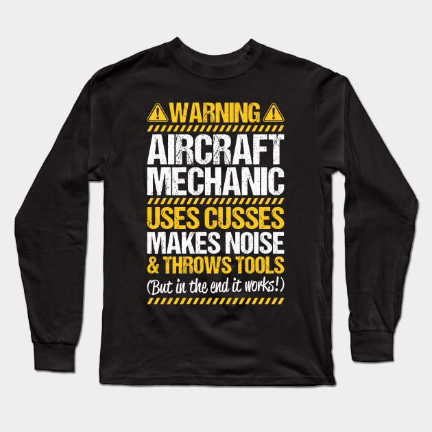 Aircraft Mechanic Aviation Maintenance Technician Long Sleeve T-Shirt by Krautshirts